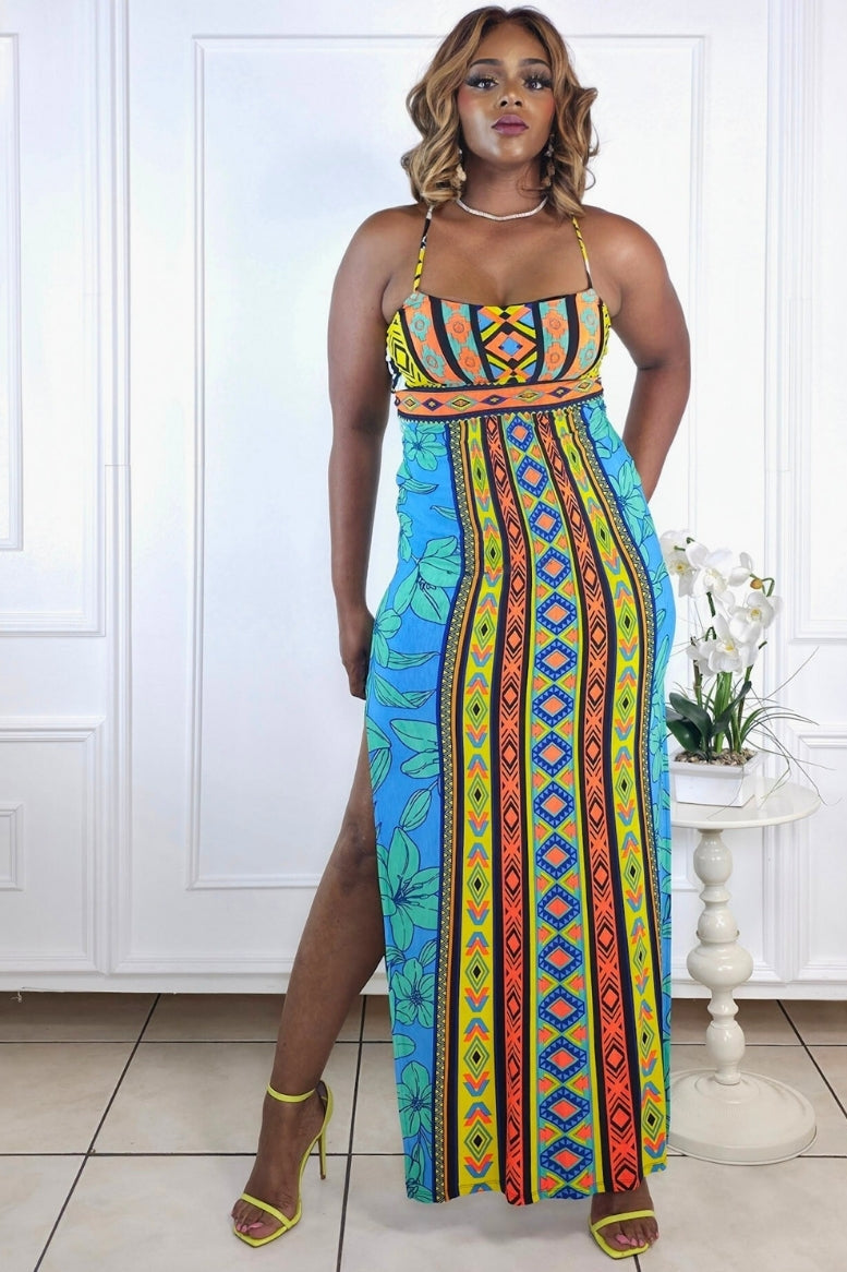 Stuck In A Trance Maxi Dress -  Multi-Colored