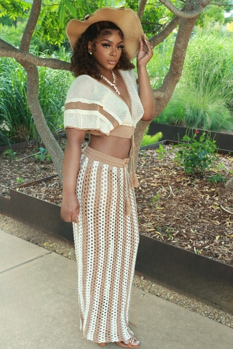 Take A Risk Skirt Set - Mocha